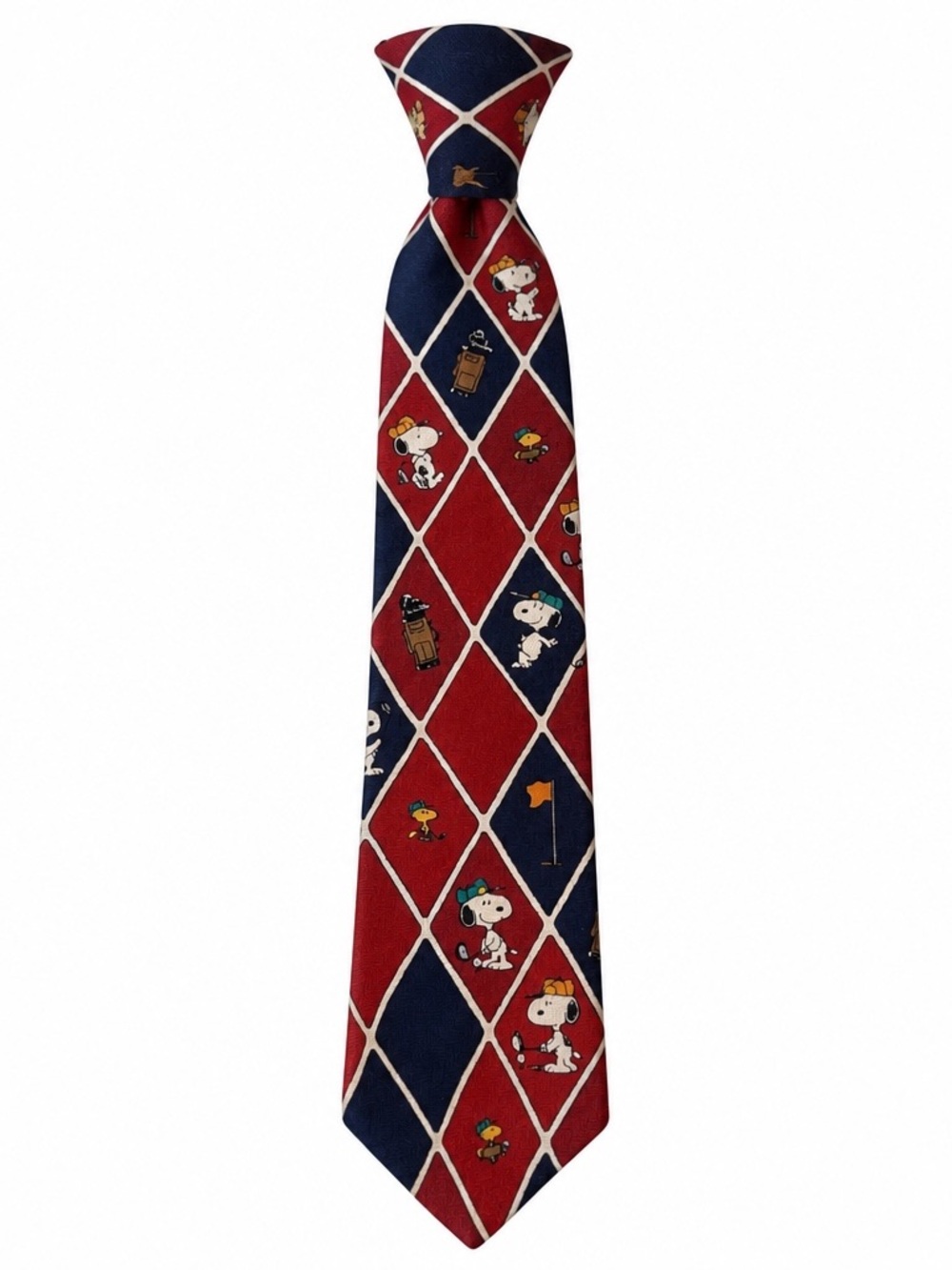 Peanuts Red & Navy Argyle Snoopy Golf Tie